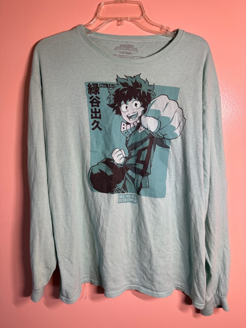 🛍️ 2 for $10 Men’s 100% Cotton My Hero Academia Deku Graphic Long Sleeve Tee